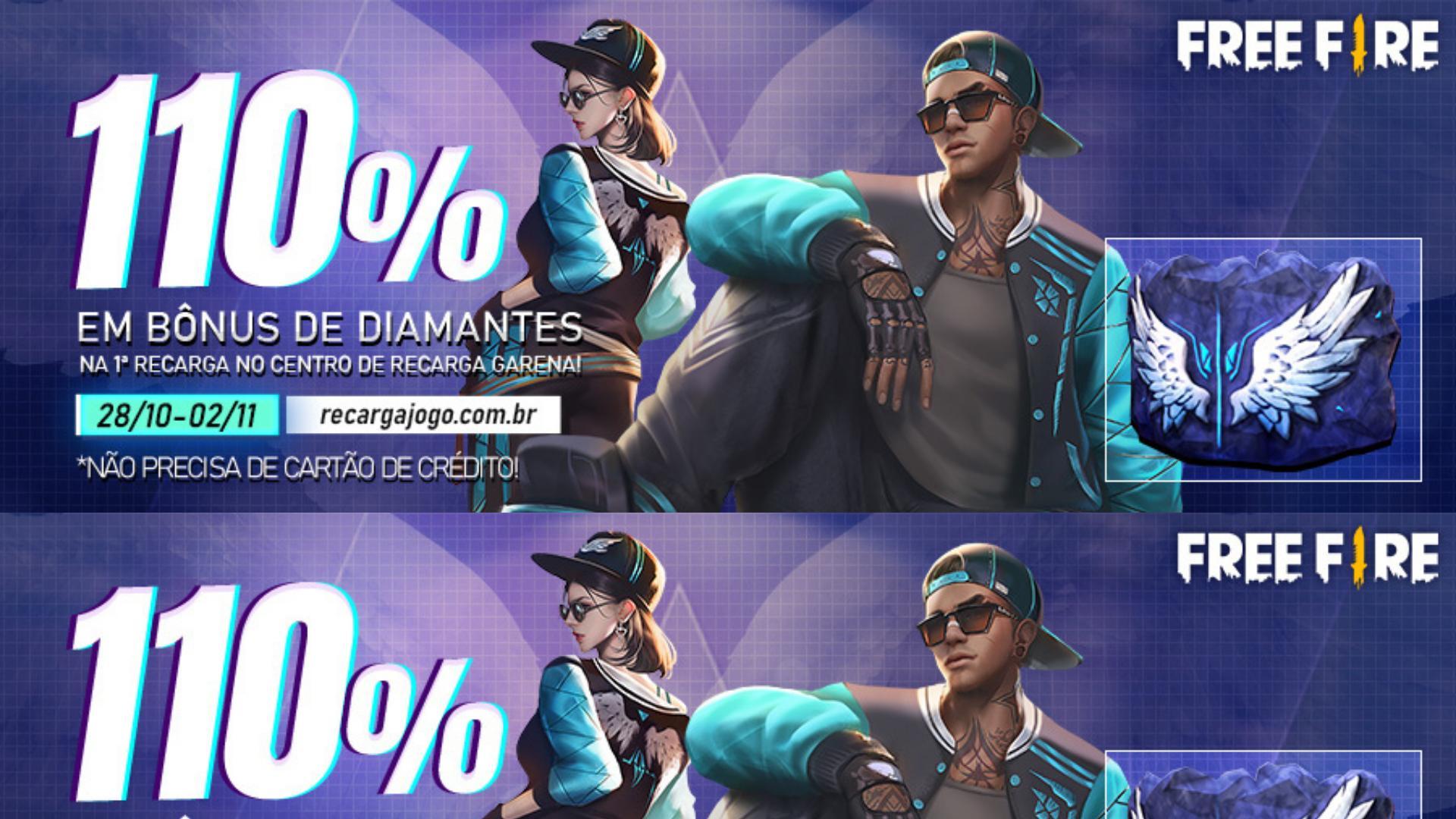 Garena Free Fire Brasil on X: Vocês pediram e o Bônus de Recarga voltou!  💎 Promoção no  até 10/08 💎 90% em bônus de  diamantes na 1ª recarga 💎 E o