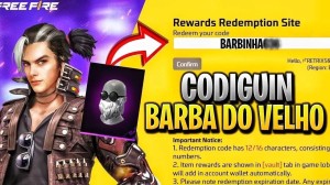 Notícias sobre Código de Free Fire 2025: CODIGUIN FF Barbinha (Máscara Antiga); Resgate no Rewards
