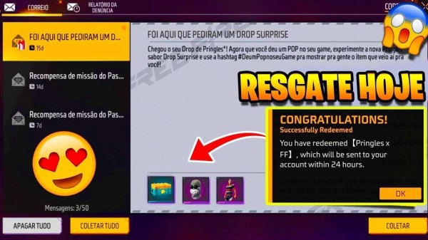 Imagem da notícia sobre CODIGUIN FF: novos códigos Free Fire da parceria Pringles nesta terça (10)
