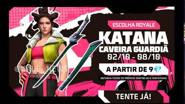 Imagem da notícia sobre Katana Caveira Guardiã no Escolha Royale do Free Fire