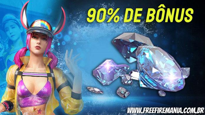 Garena Free Fire - Vocês pediram e o Bônus de Recarga voltou! 💎 Promoção  no  até 10/08 💎 90% em bônus de diamantes na 1ª  recarga 💎 E o melhor: não