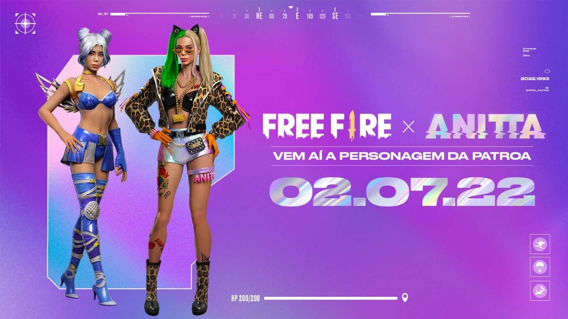 Anitta chegará ao Free Fire em 2 de julho