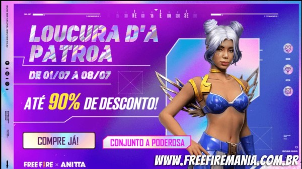 Anitta no Free Fire: conjunto “A Poderosa” disponível por 299 diamantes