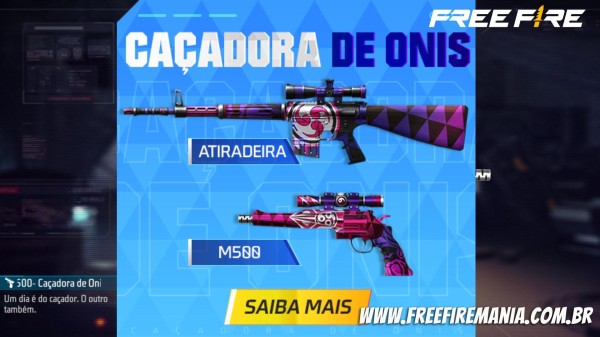 Arma Royale Free Fire dezembro 2022: Atiradeira e M500 - Caçadora de Onis