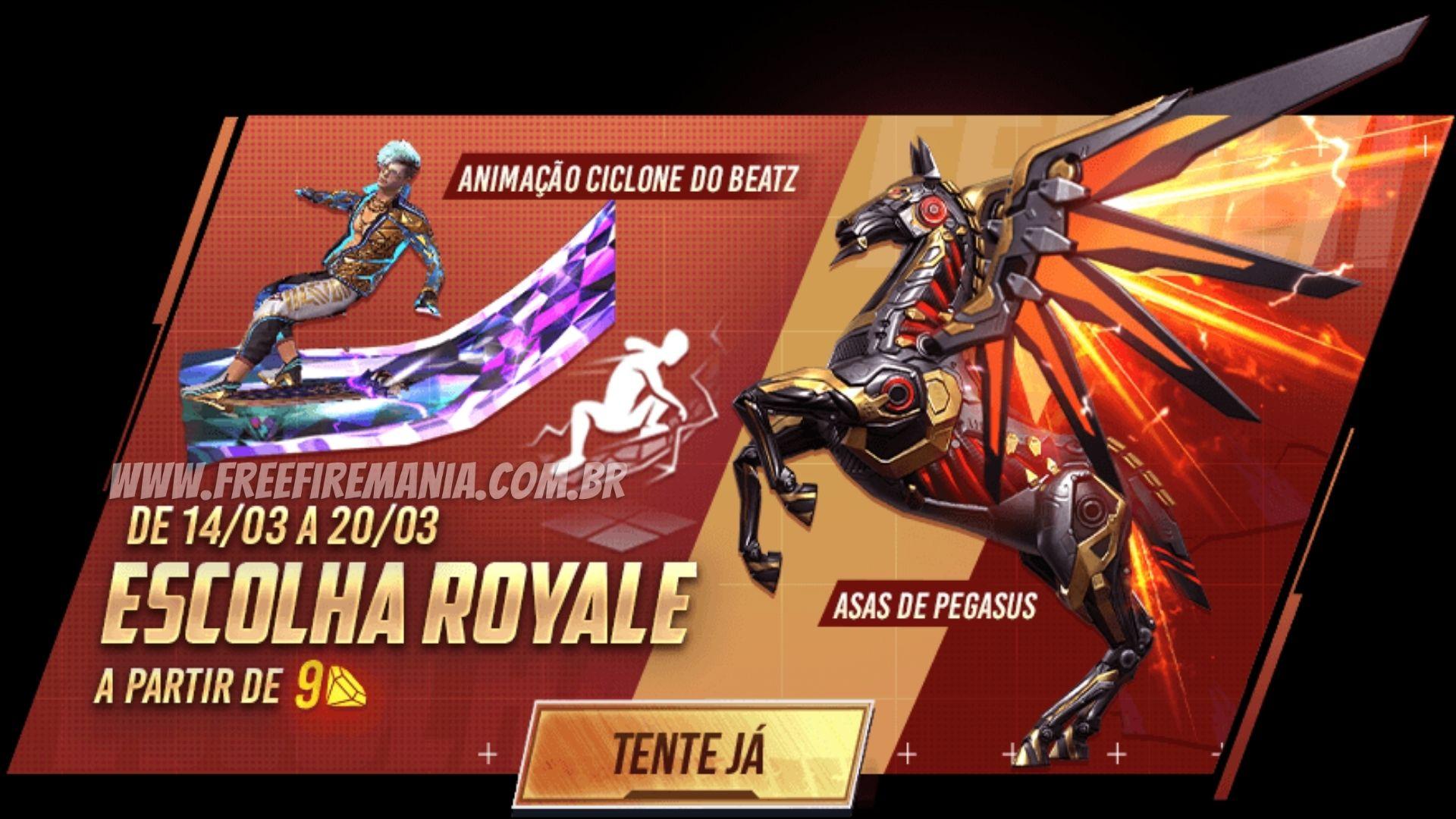 Asas de Pegasus e Ciclone do BEATz chegam ao Free Fire através do Escolha Royale