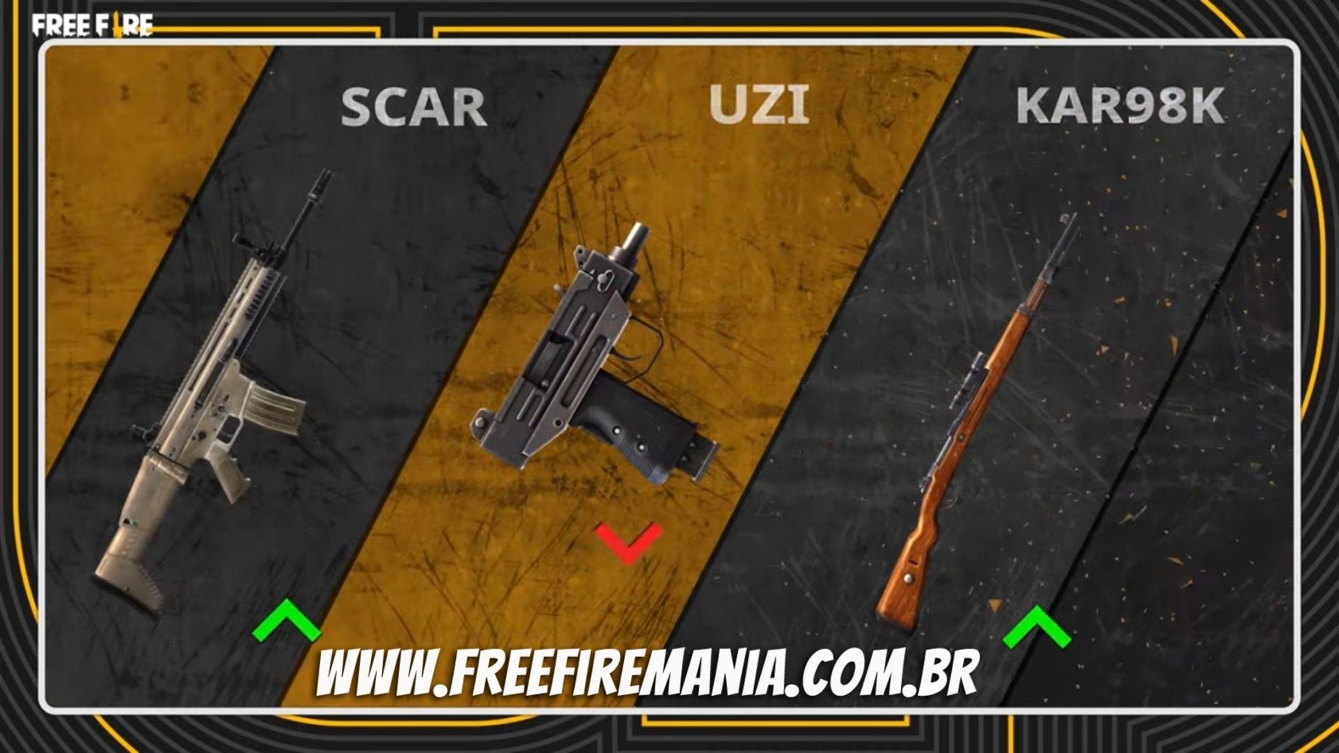 Atualização Free Fire Novembro 2021: KAR98K, M60, SCAR e MP5-X recebem Buffs e melhorias; confira