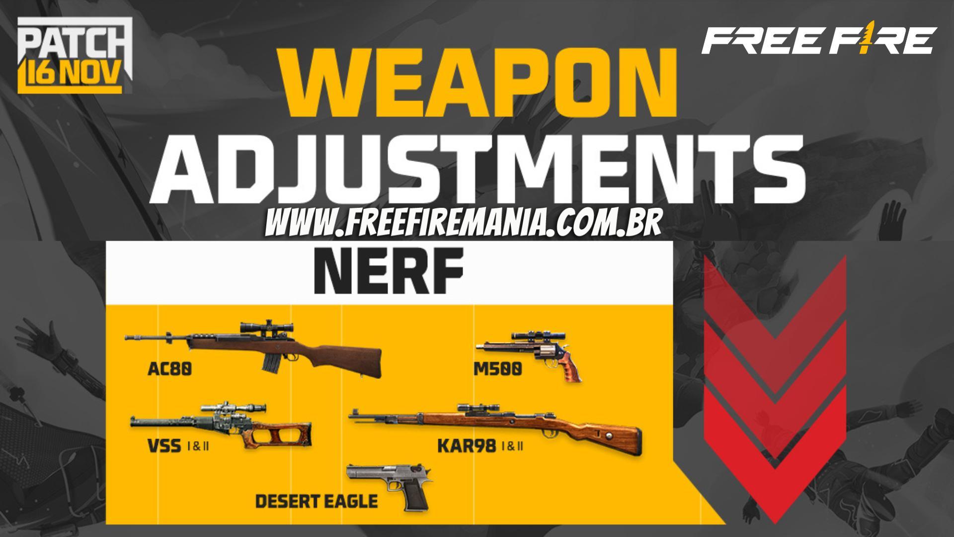 Free Fire November 2022 Update: AC80, M500, Águia and others are nerfed by Garena