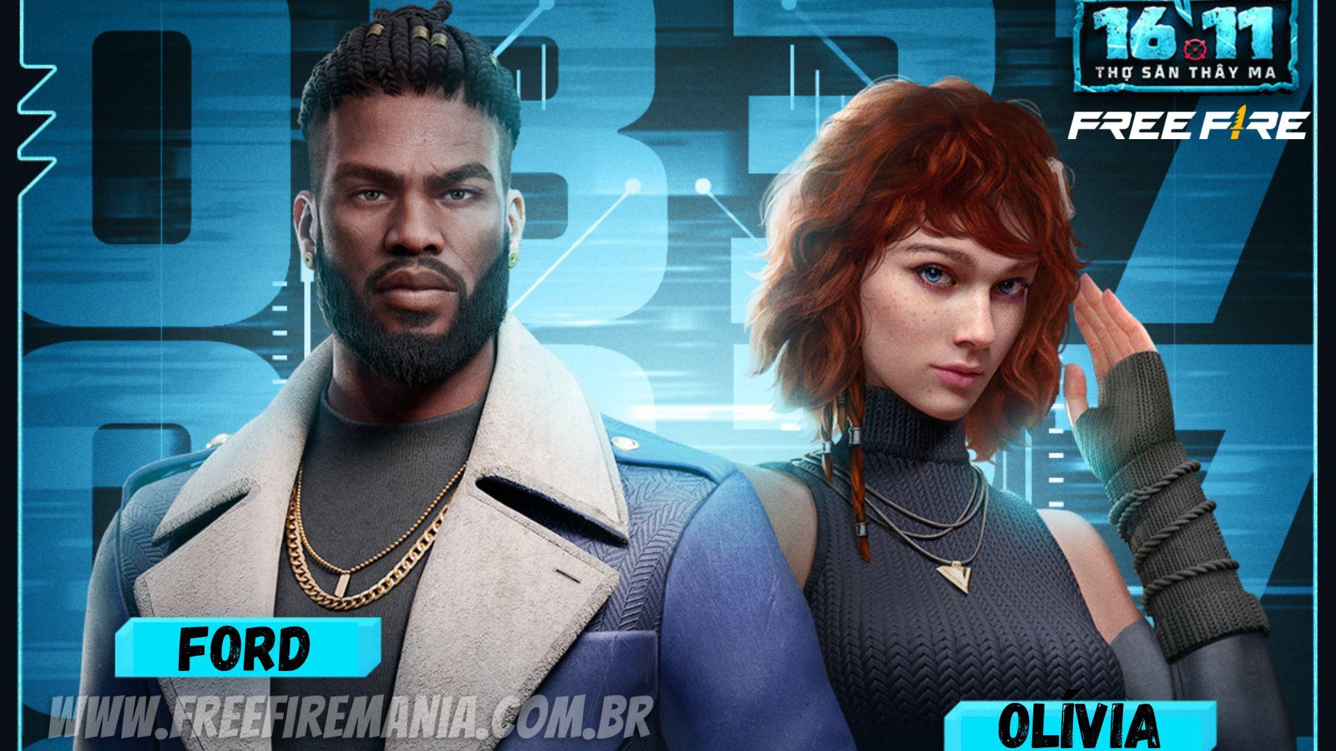 Atualização Free Fire: personagens Ford e Olivia ganham nova aparência em novembro 2022