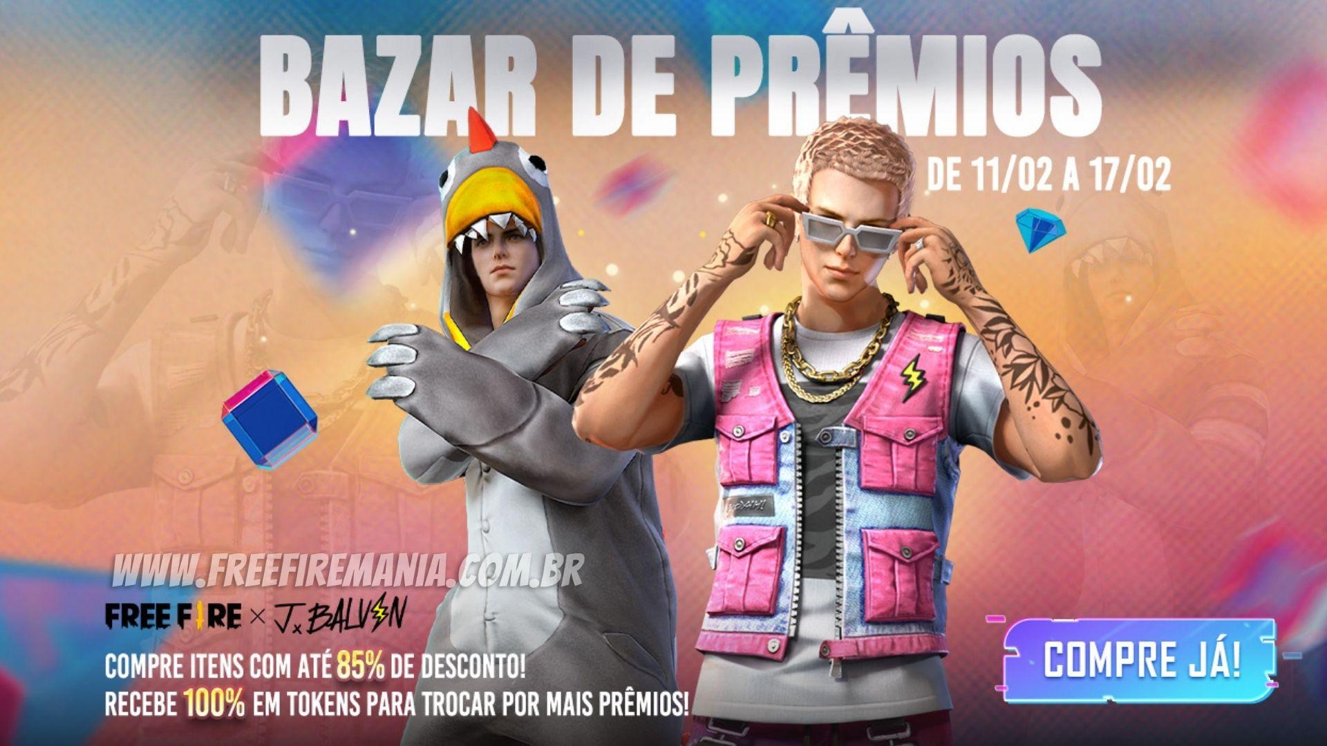 Bazar de Prêmios retorna ao Free Fire nesta sexta; recompensas são Dino Frango e J. Booyah