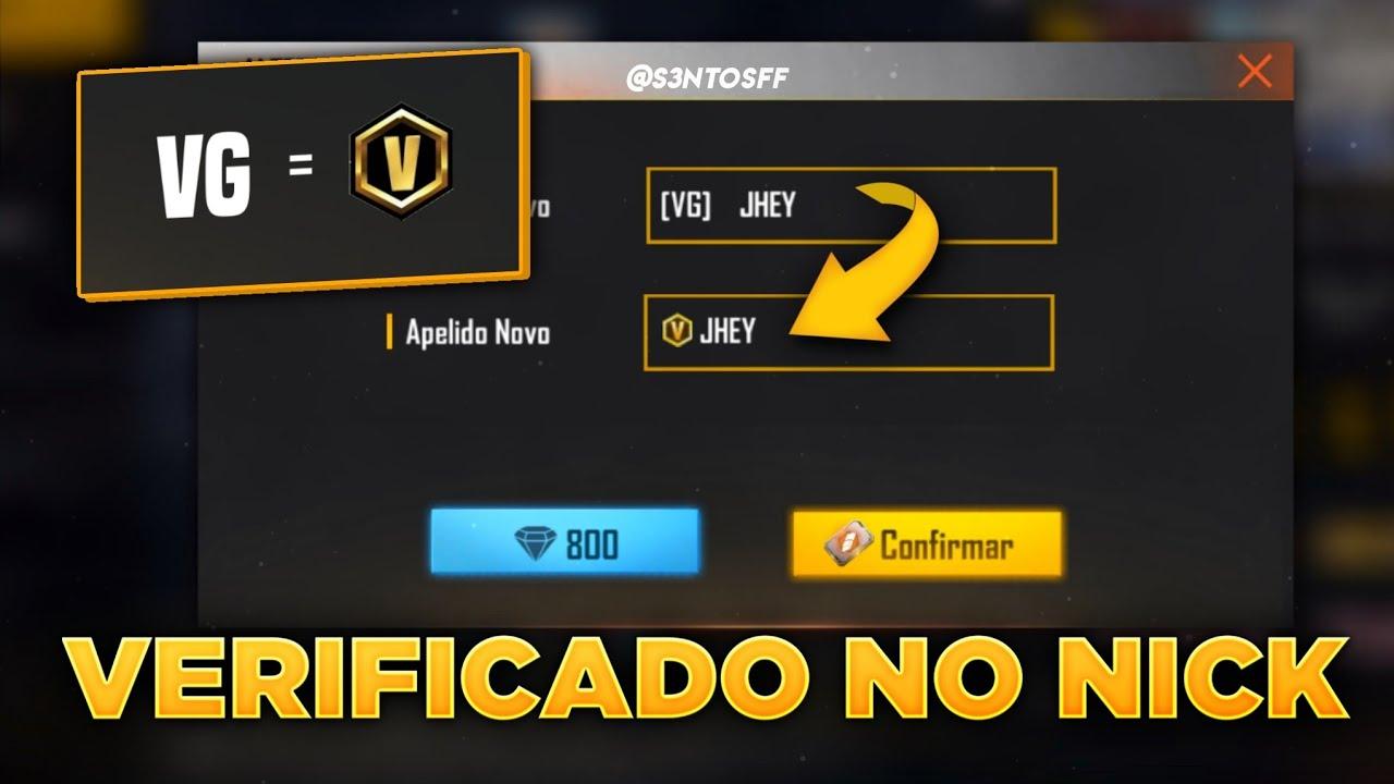 V de Verificado Free Fire: Ⓥ Como Colocar no Nick e Nome do Free