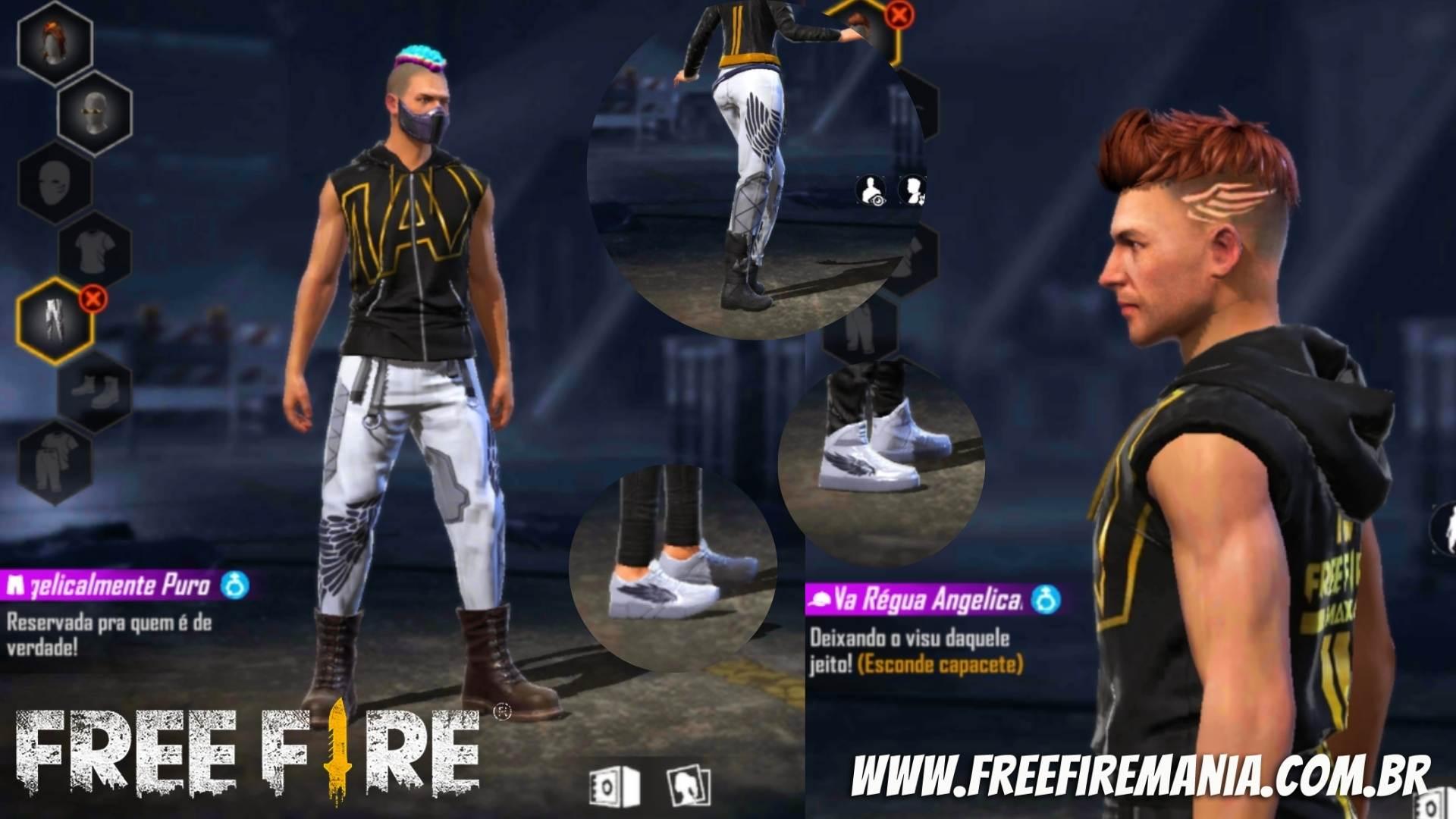 CODIGUIN FF: Código Free Fire com a Calça Angelical (Azul e Branca