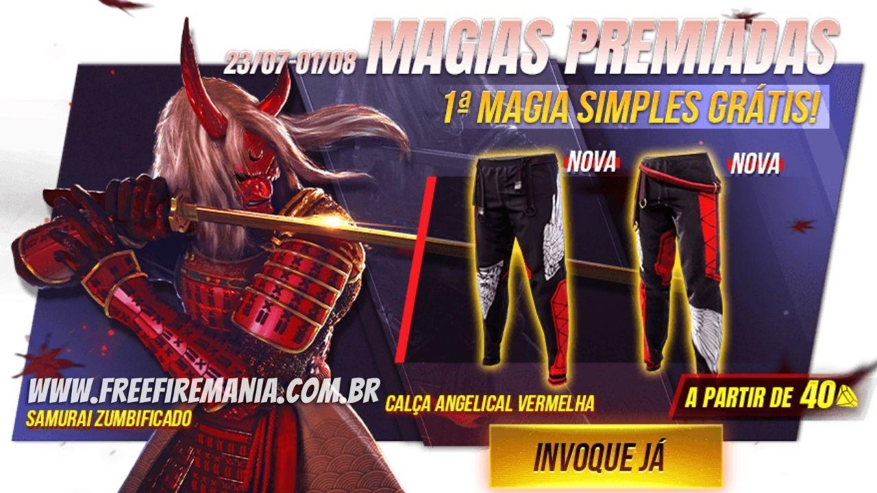 Calça Angelical Vermelha Free Fire: item pode ser conseguido com giro grátis ou a partir de 40 dimas