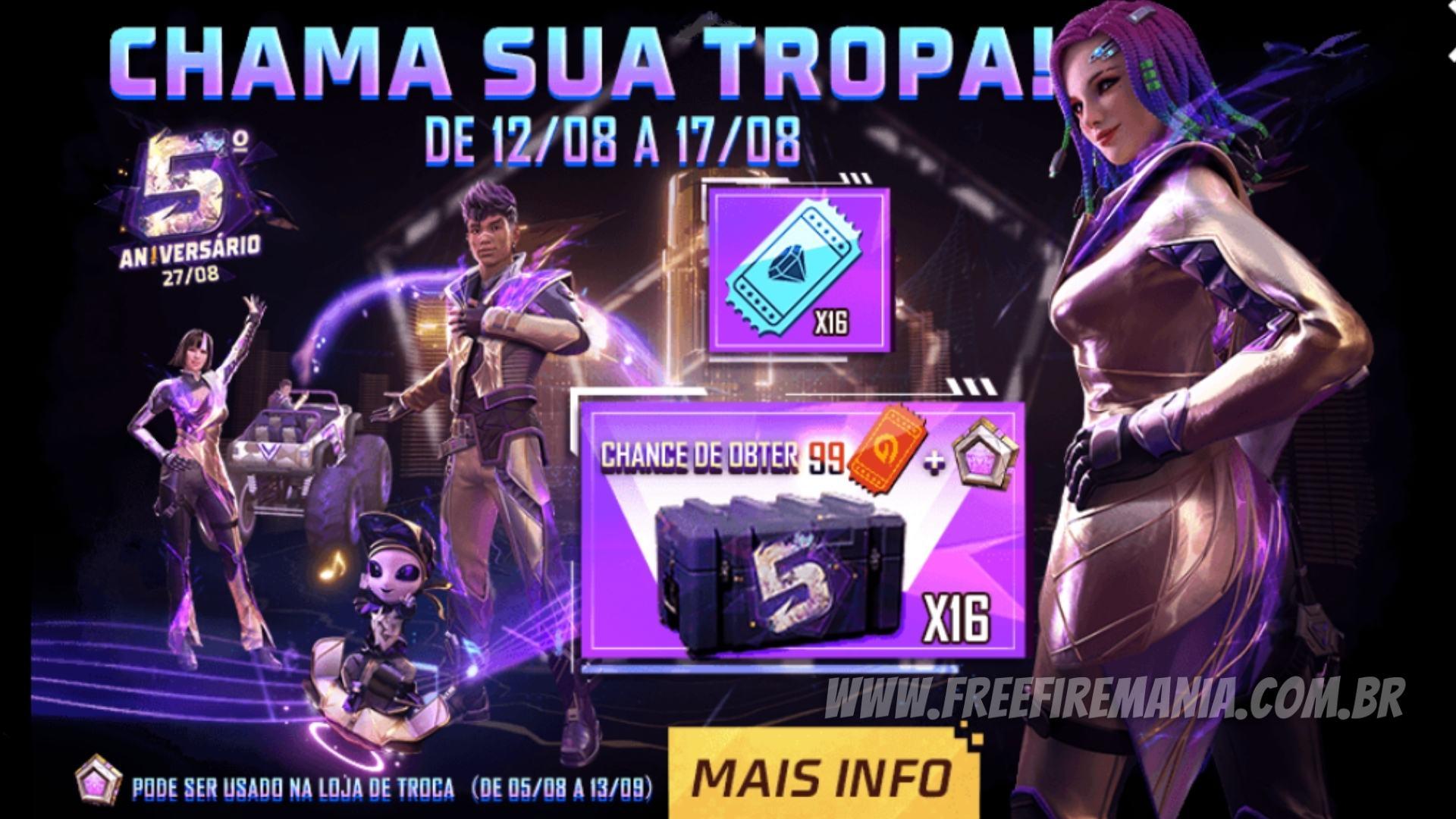 Chamar de Volta Free Fire junho 2022: convide amigos e ganhe