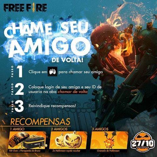 Chamar de Volta Free Fire: Chame amigos e ganhe recompensas (Outubro 2022)  - PS Verso