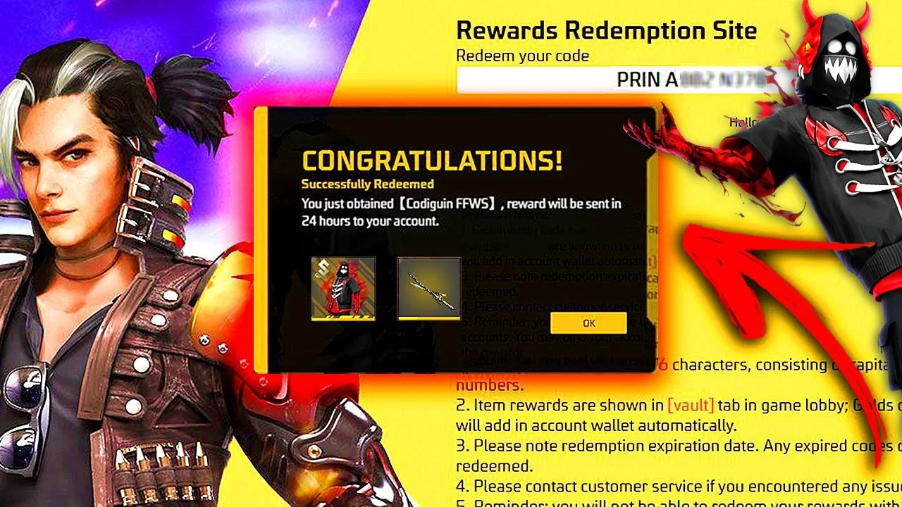 CODIGUIN FF 2024: código Free Fire Demônio Interior; Resgate no Rewards