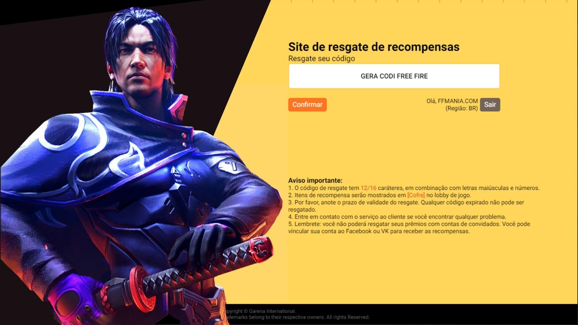 Codiguin Free Fire: como resgatar seus códigos pelo Rewards FF