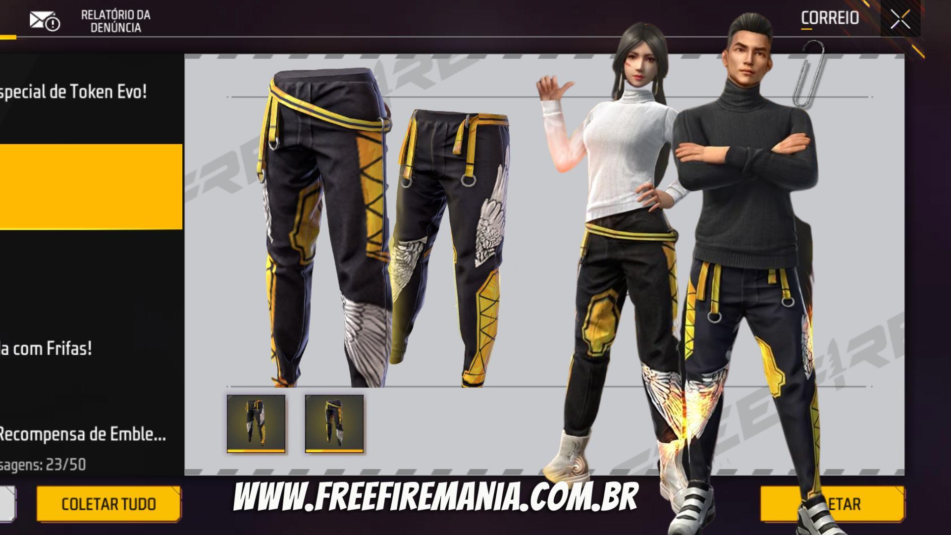 CODIGUIN FF: Free Fire libera código Calça Angelical Dourada (Amarela);  Resgate no Rewards