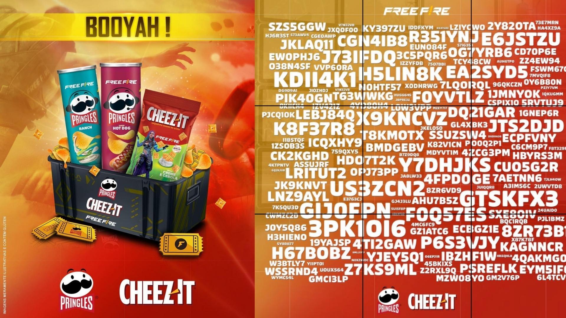 Codiguin FF  200 códigos Free Fire liberados pela Pringles; Resgate agora!