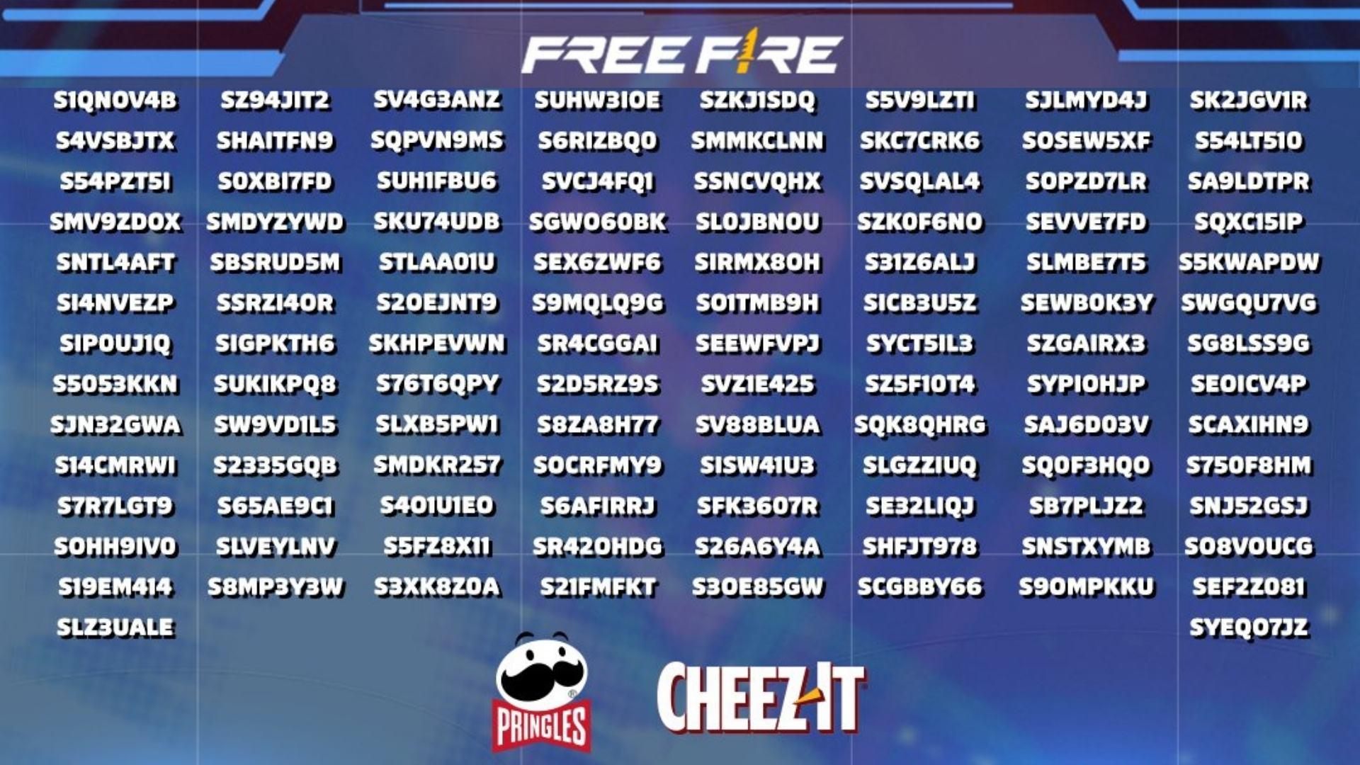 Codiguin FF  200 códigos Free Fire liberados pela Pringles