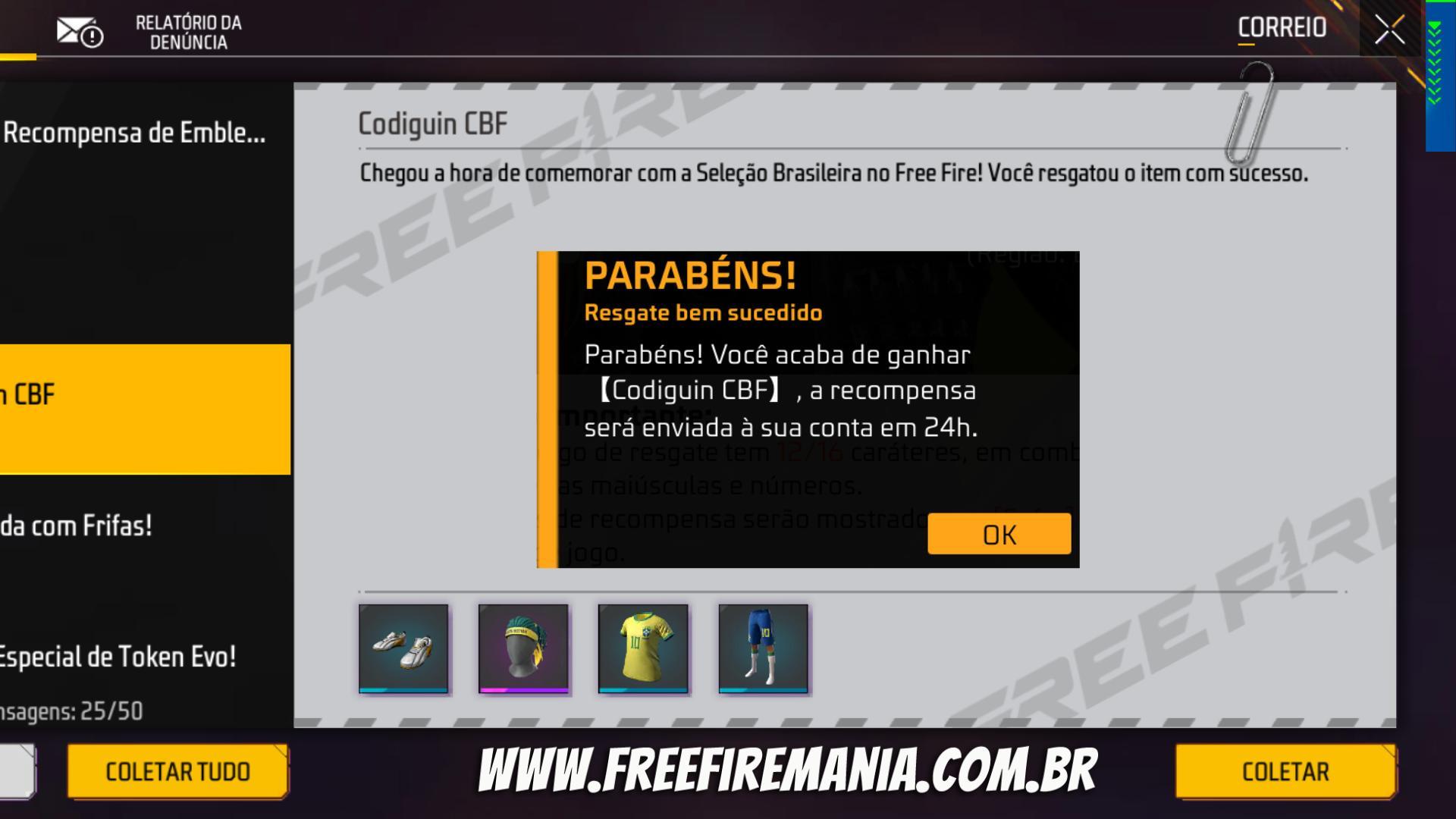 CODIGÃO FF: Codiguin Infinito Jaqueta Santander ativo para resgatar no  Rewards