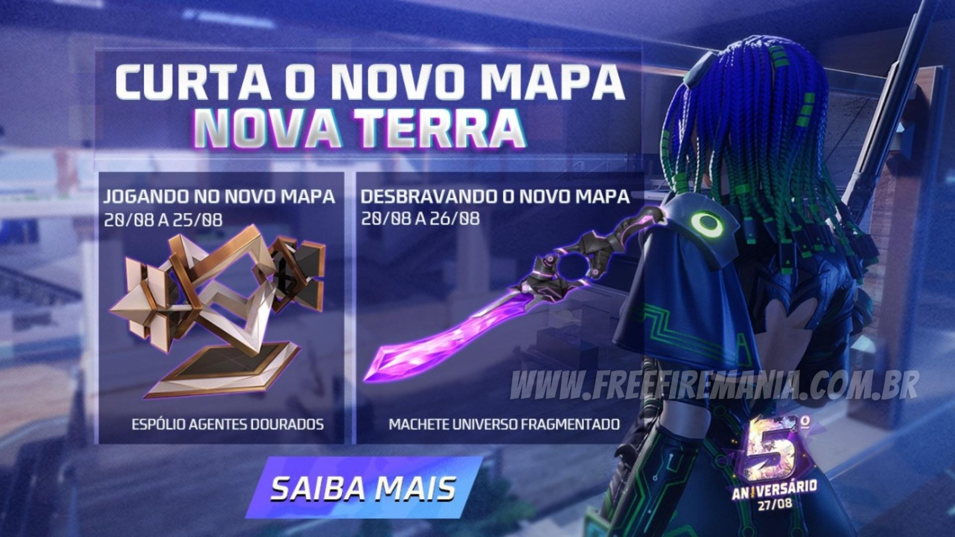 Como conseguir espólio e machete grátis no Free Fire com o novo mapa Nova Terra