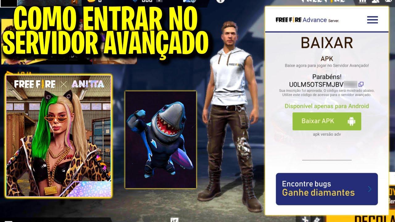 COMO CONSEGUIR O CÓDIGO É ENTRAR NO SERVIDOR AVANÇADO FREE FIRE