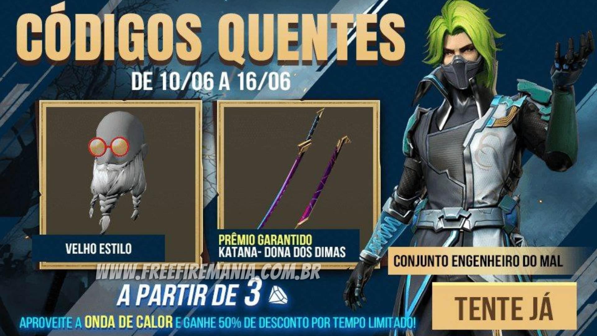 Códigos atualizados divulgados hoje pela Garena Free Fire - Mania Free Fire