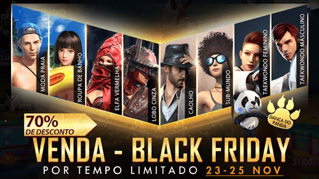 Descontos de 70% - Black Friday - Free Fire