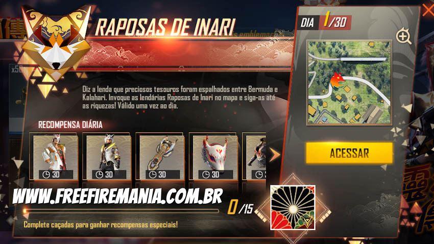 Dia 01: Onde encontrar o Tesouro da Raposa de Inari no Mapa do Free Fire