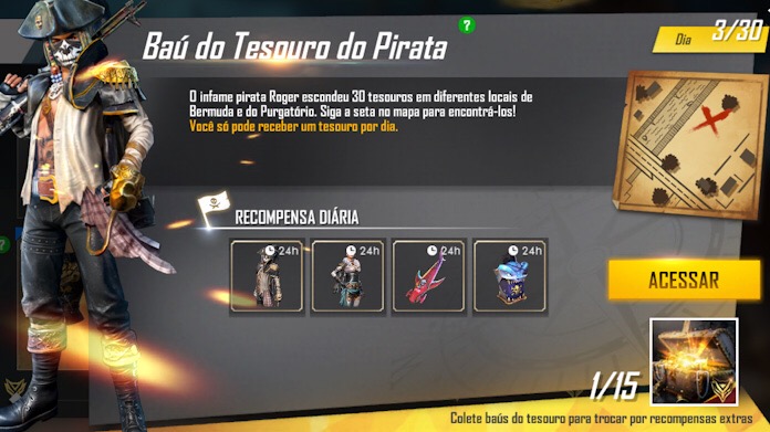 Dia 03: Onde Encontrar o Baú do Tesouro pelo Mapa do Free Fire