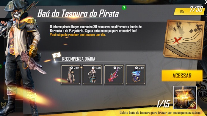 Dia 07: Onde Encontrar o Baú do Tesouro pelo Mapa do Free Fire