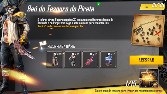 Dia 10: Onde Encontrar o Baú do Tesouro pelo Mapa do Free Fire 