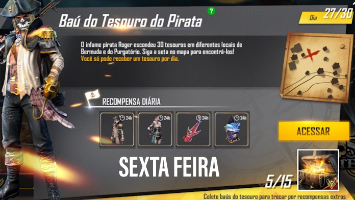 Dia 27: Onde Encontrar o Baú do Tesouro pelo Mapa do Free Fire 