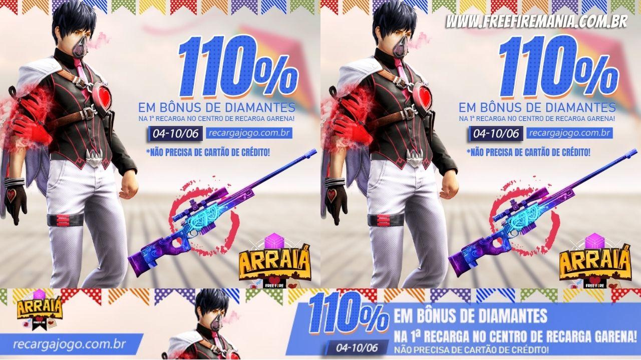 Diamantes Free Fire: evento de recarga com 110% começa hoje, veja como conseguir até 500%