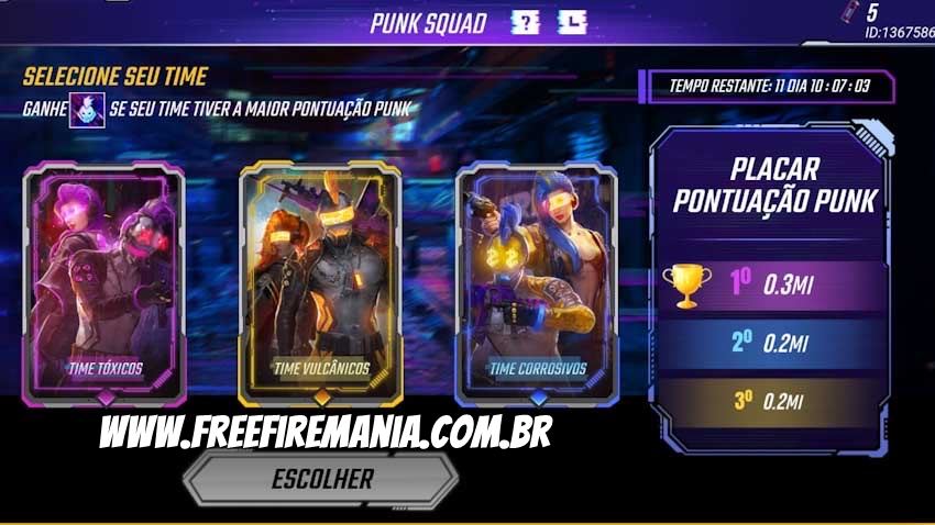 Evento Punk Squad no Free Fire