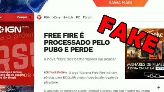 FAKE: Free Fire é processado pelo PUBG e vai acabar?