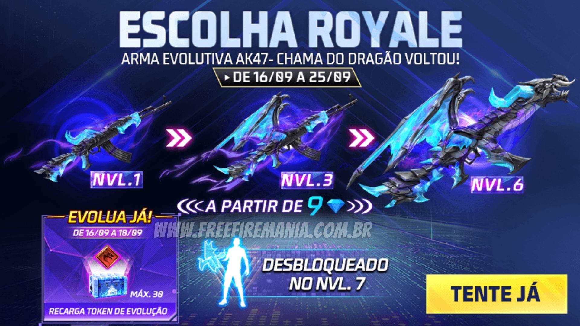 Free Fire: arma evolutiva “AK - Chama do Dragão” retorna no Escolha Royale