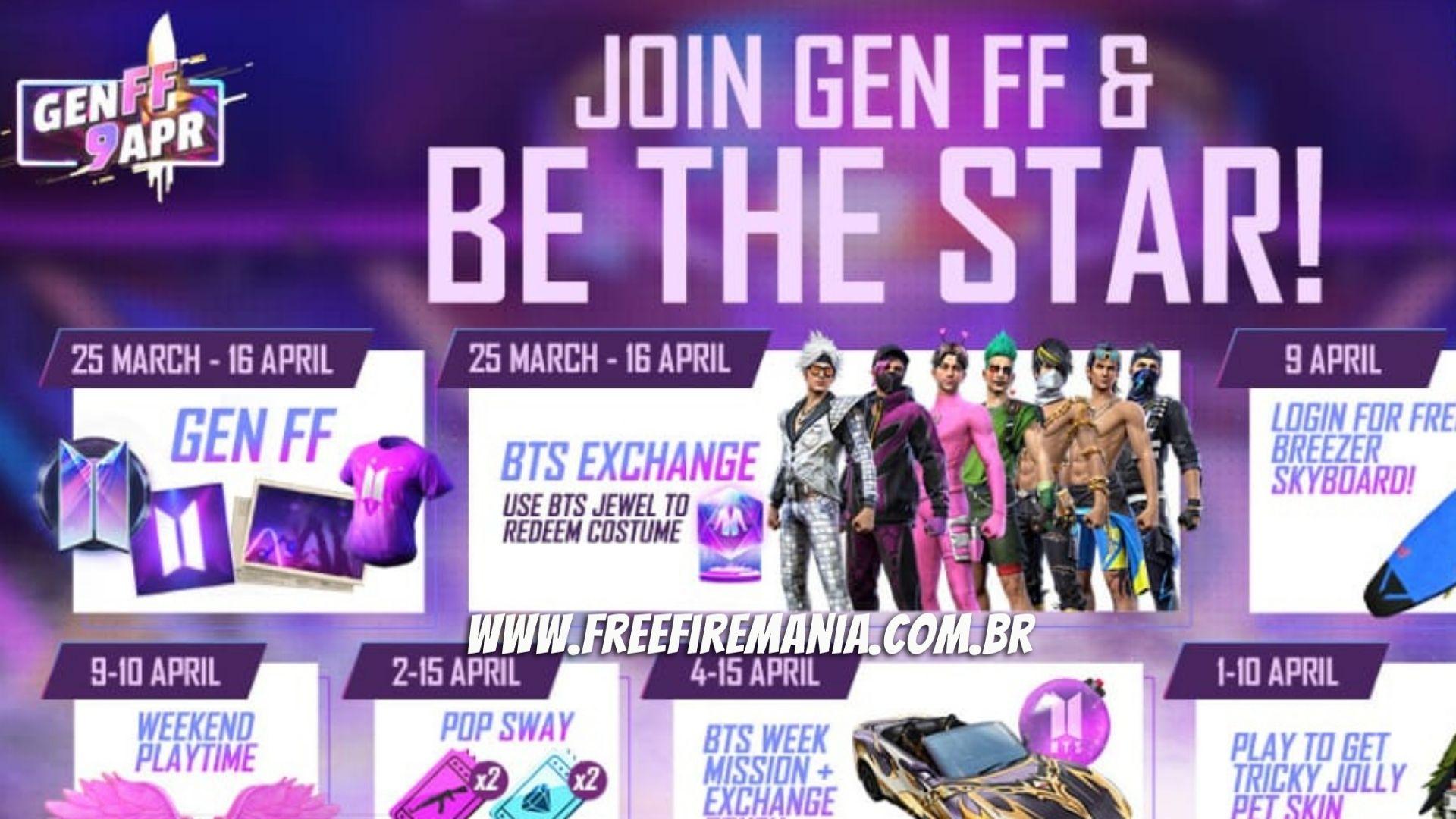 Free Fire x BTS: skins, evento, calendário; tudo que você precisa saber