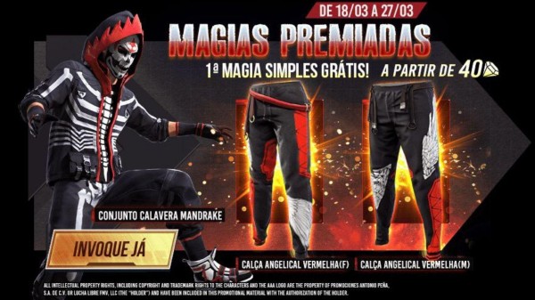 CODIGUIN FF: Código Free Fire Calça Angelical Vermelha da LBFF 7