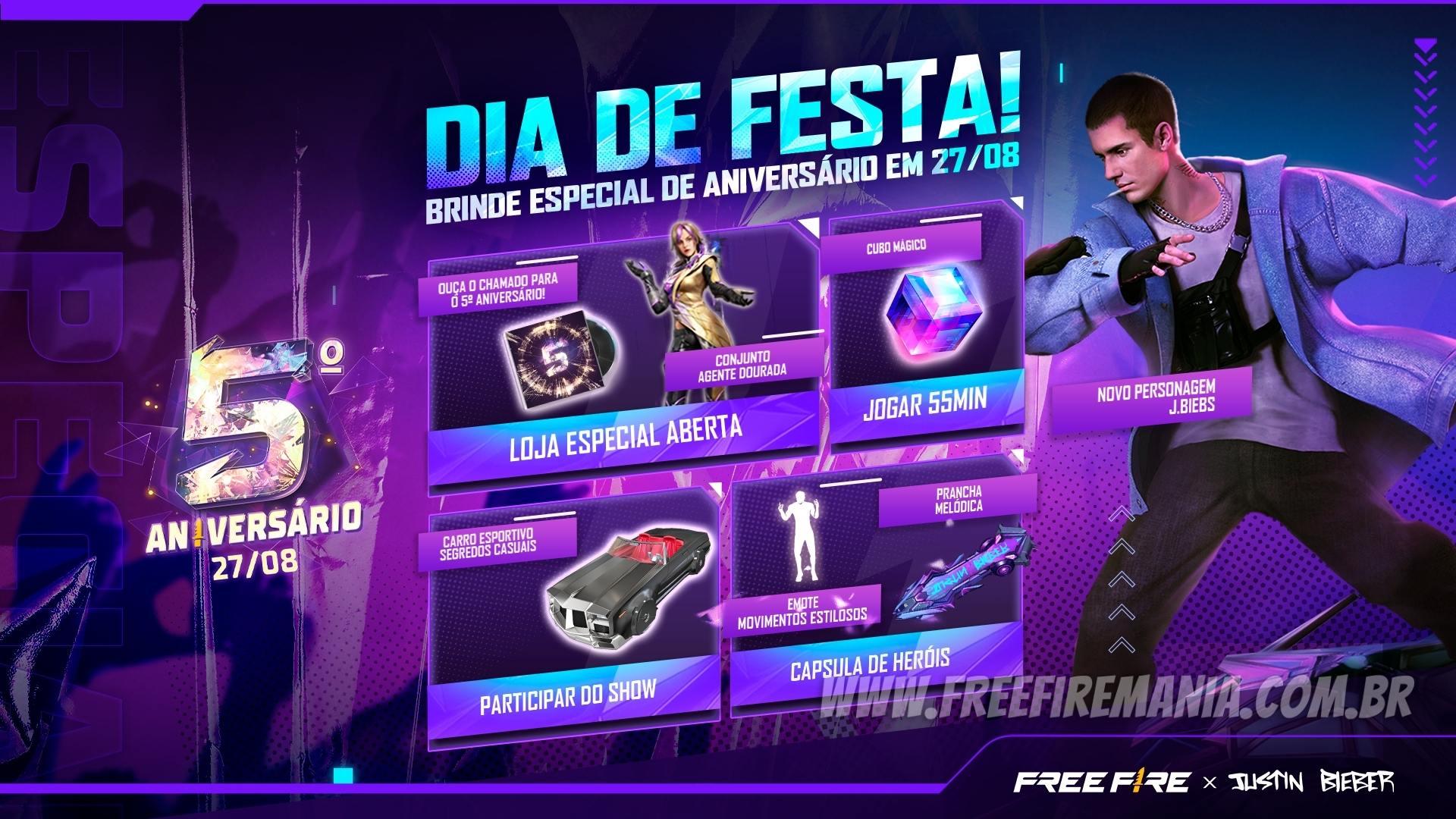 Free Fire celebra aniversário de 5 anos no dia 27 de agosto com muita ação, músicas e mais