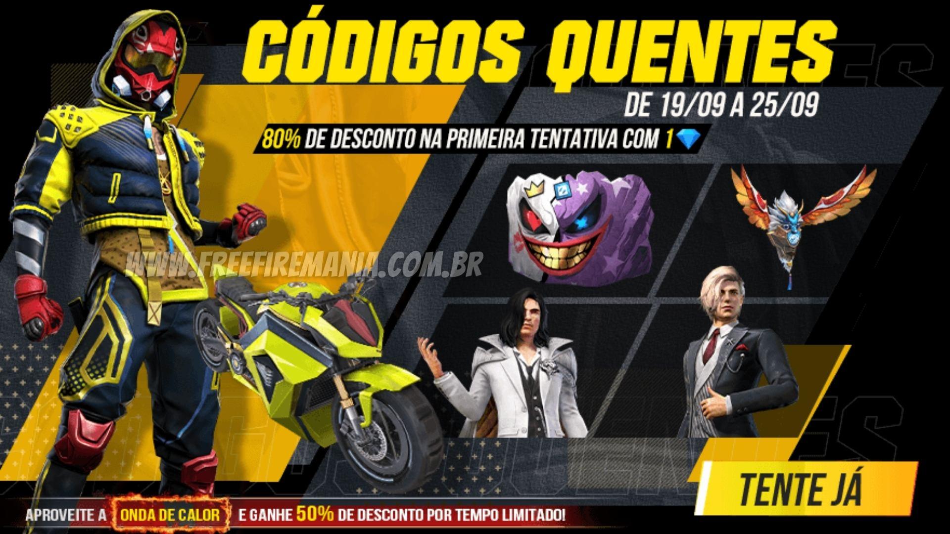 Free Fire: Códigos Quentes chega na segunda com as skins Motoqueiro Distópico