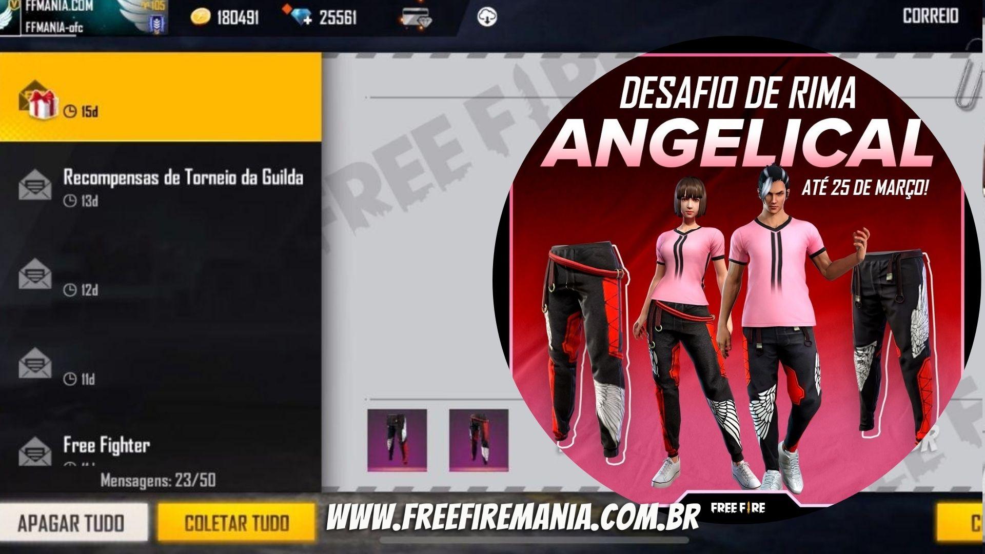 CODIGUIN FF: Calça Angelical tem códigos liberados em desafio da Garena