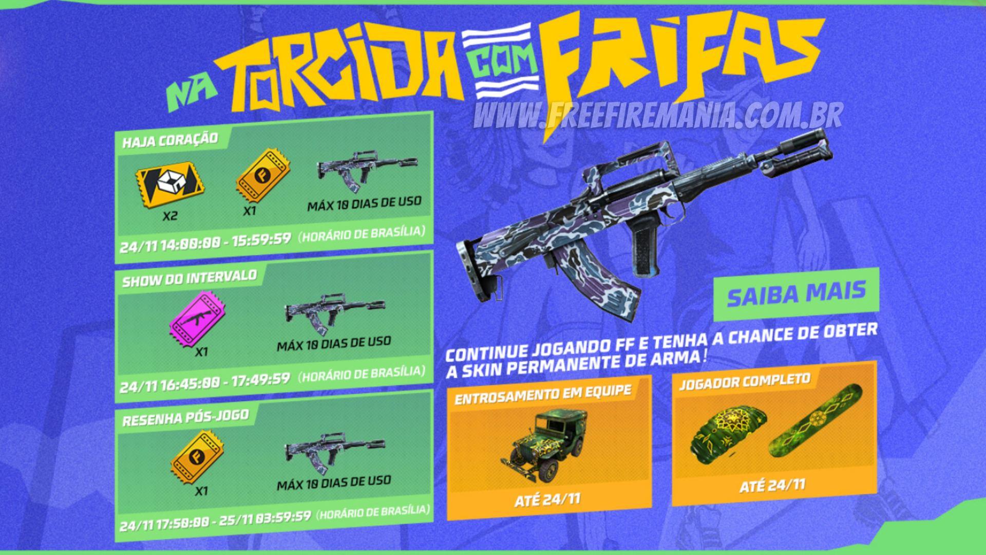 Free Fire disponibiliza skin da Groza grátis durante os jogos da seleção brasileira