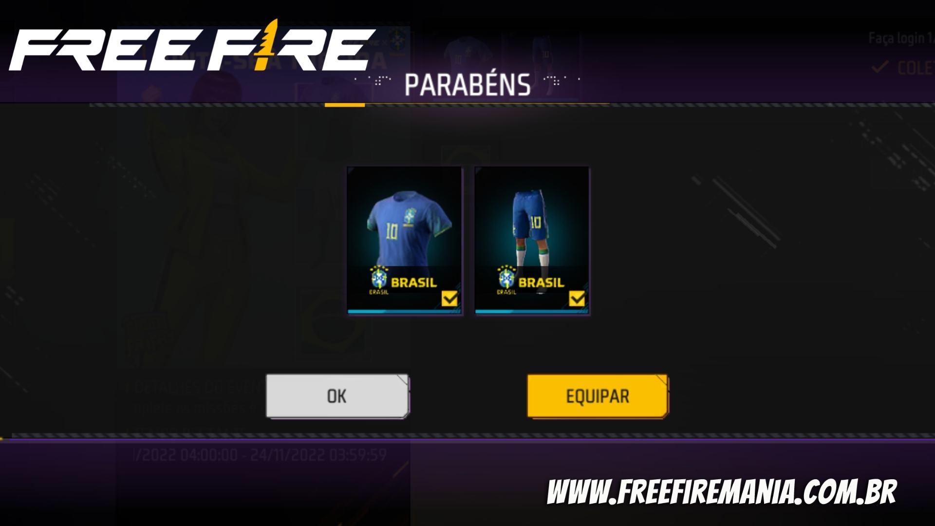 Free Fire: camisa da seleção brasileira será gratuita no jogo