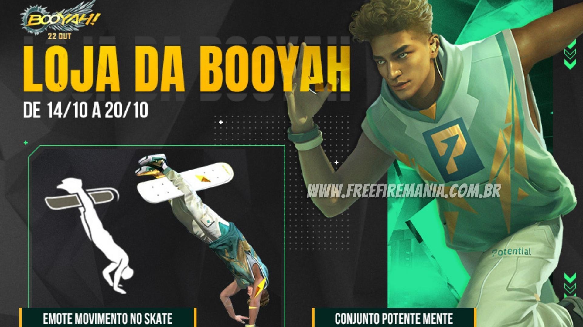 Free Fire: Loja da Booyah chega com Emote Movimento no Skate e skin Potente Mente