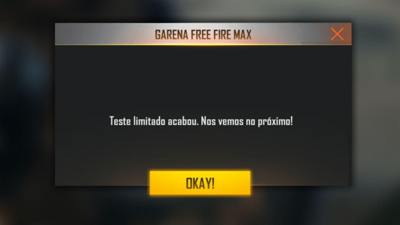 Free Fire Max não entra: "Teste limitado acabou. Nos vemos no próximo!"