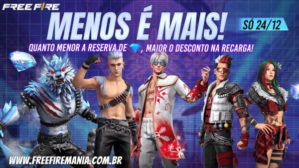 Free Fire “Menos é Mais”: evento promocional de recarga de diamantes chega no sábado (24)