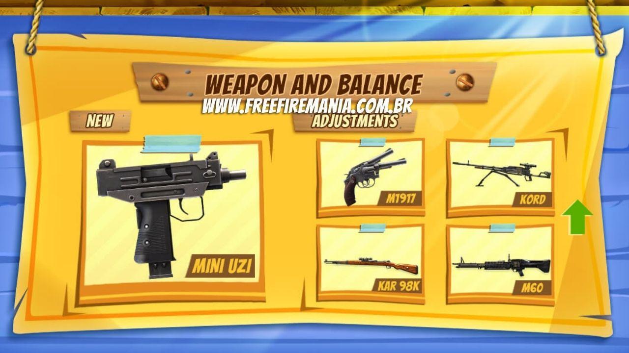 Free Fire: "Nerf" e "Buff" marcam as armas M60, KAR98K, KORD e M1917 na atualização de Junho 2021