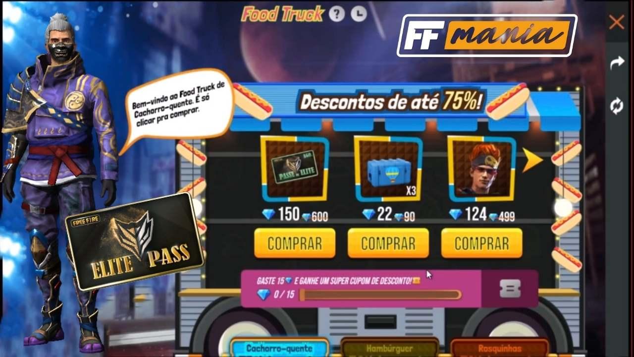 Free Fire: Passe de Elite com até 90% de desconto chega no Food Truck