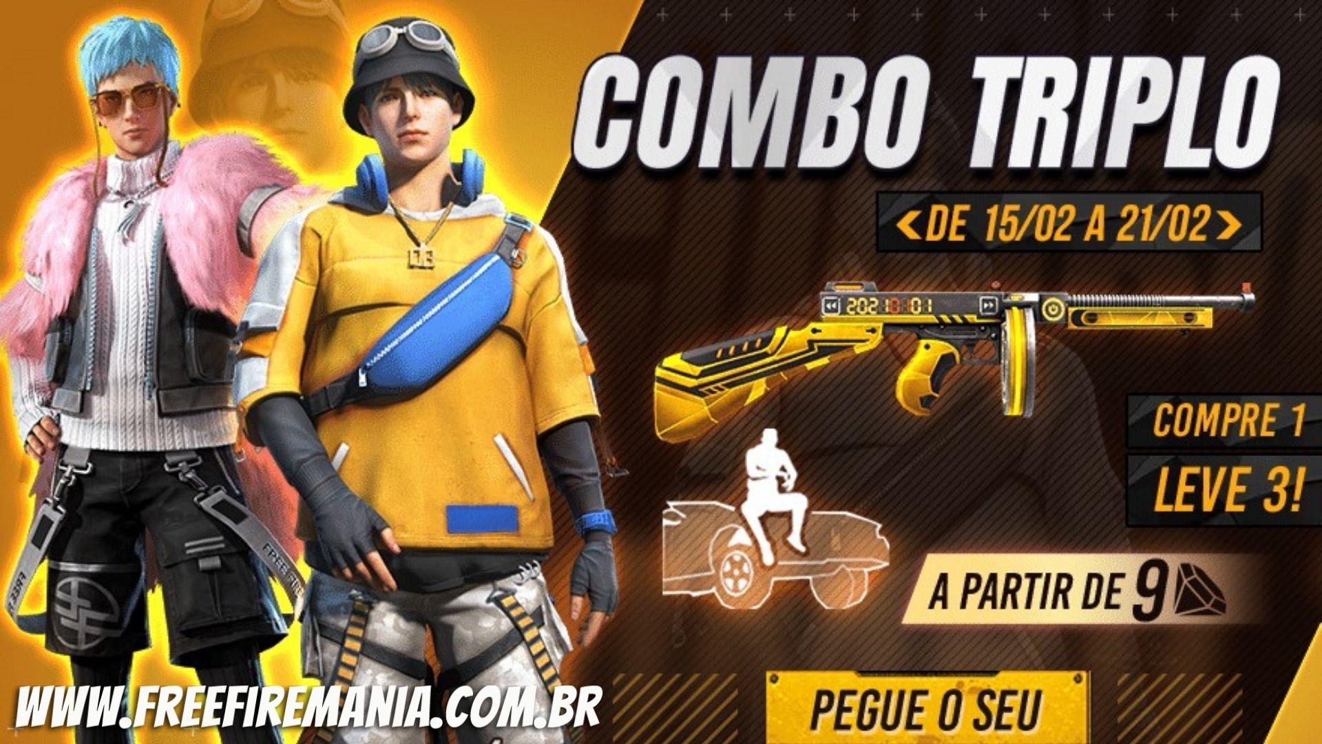 Free Fire recebe Combo Triplo nesta terça (15); Veja as recompensas